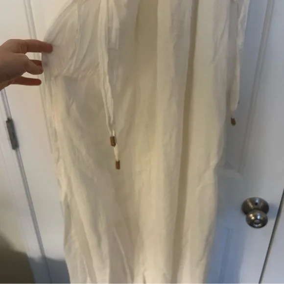 NWT Free People C'est Bon Midi Dress White Ivory Gauzy Beaded‎ Ties - Picture 4 of 8